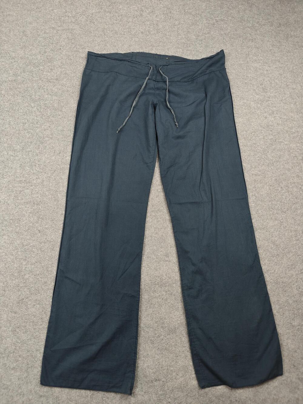 More Pants Teens 3 Blue Twill Wide-Leg Drawstring Cotton Boho USA Casual